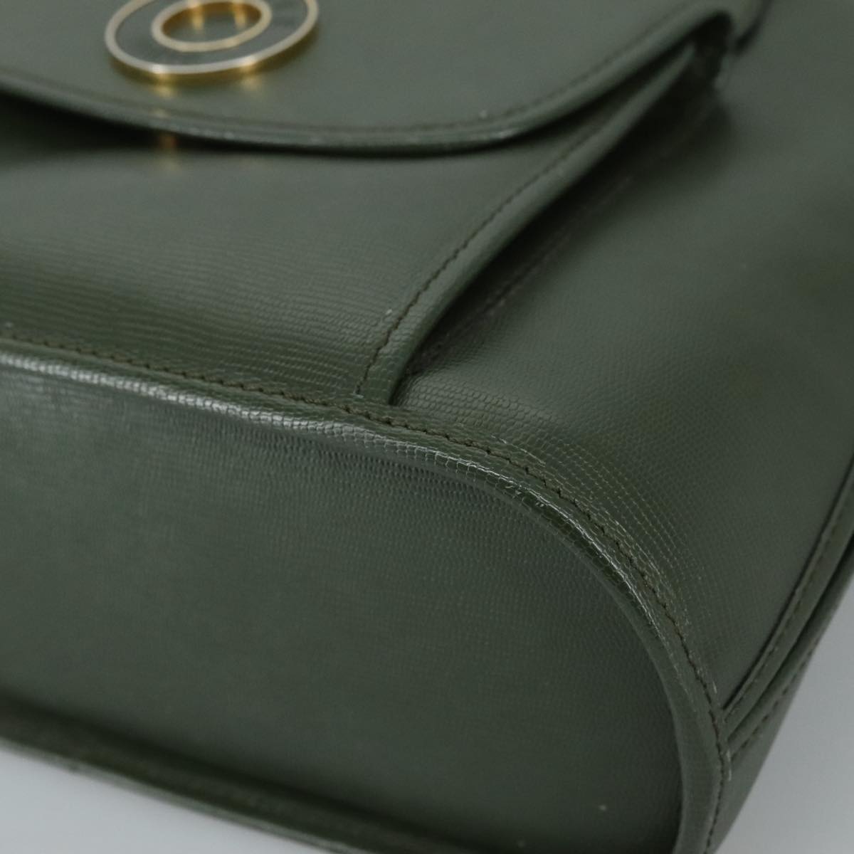 CELINE Hand Bag Leather 2way Khaki Auth 108739