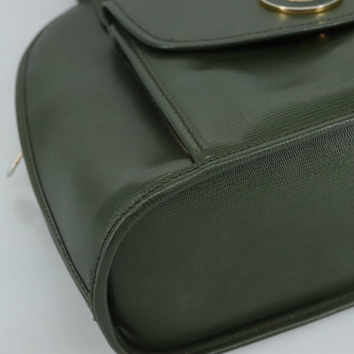 CELINE Hand Bag Leather 2way Khaki Auth 108739