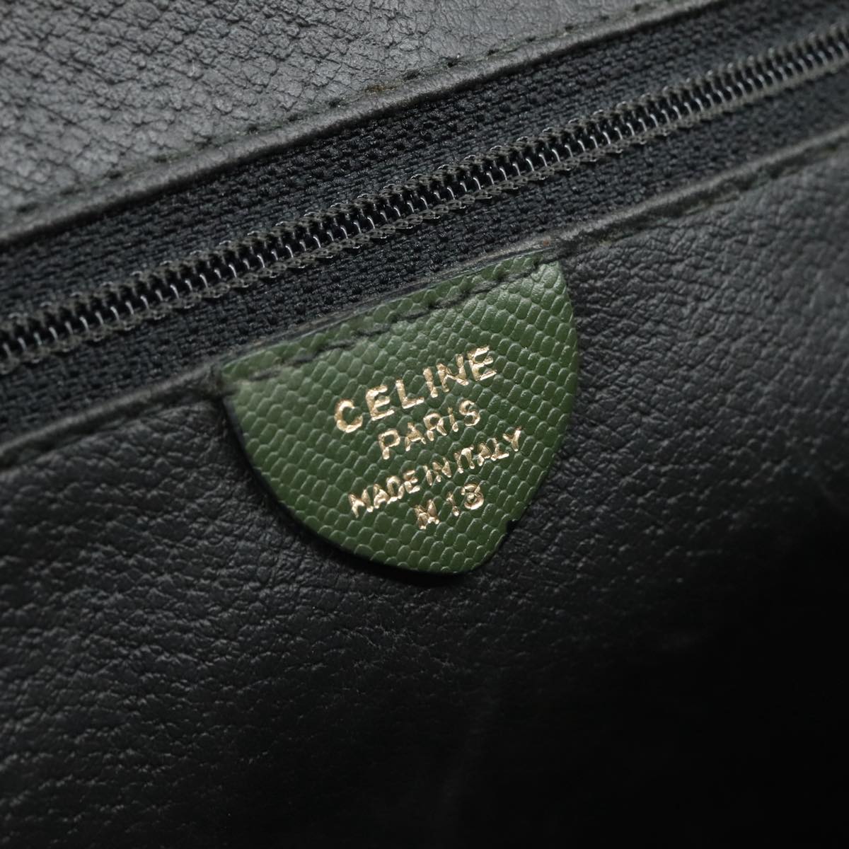 CELINE Hand Bag Leather 2way Khaki Auth 108739