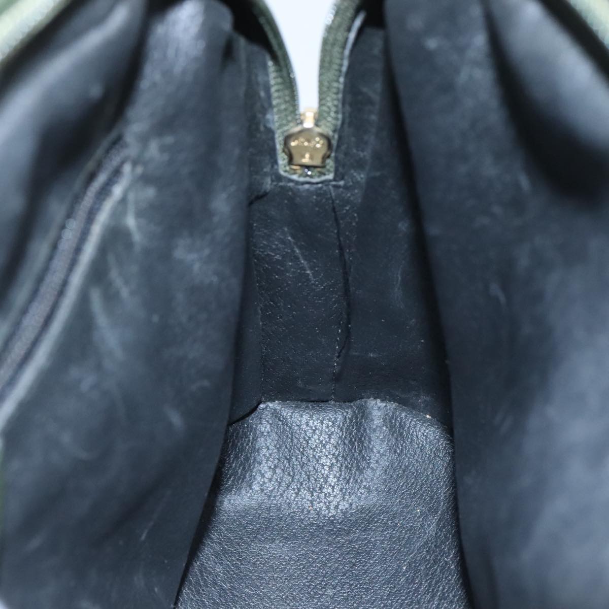 CELINE Hand Bag Leather 2way Khaki Auth 108739