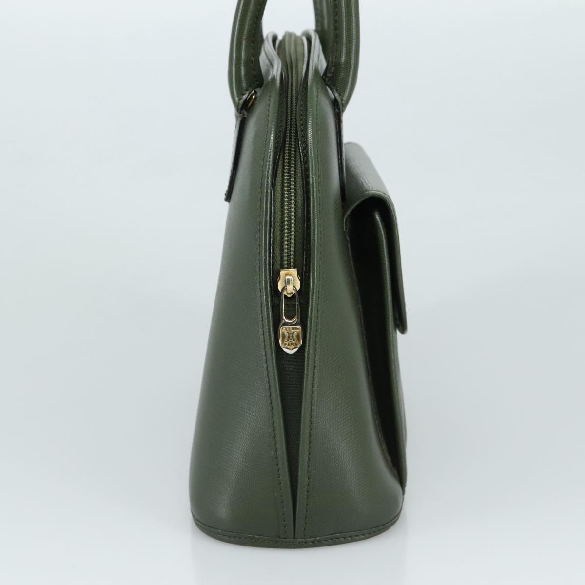 CELINE Hand Bag Leather 2way Khaki Auth 108739