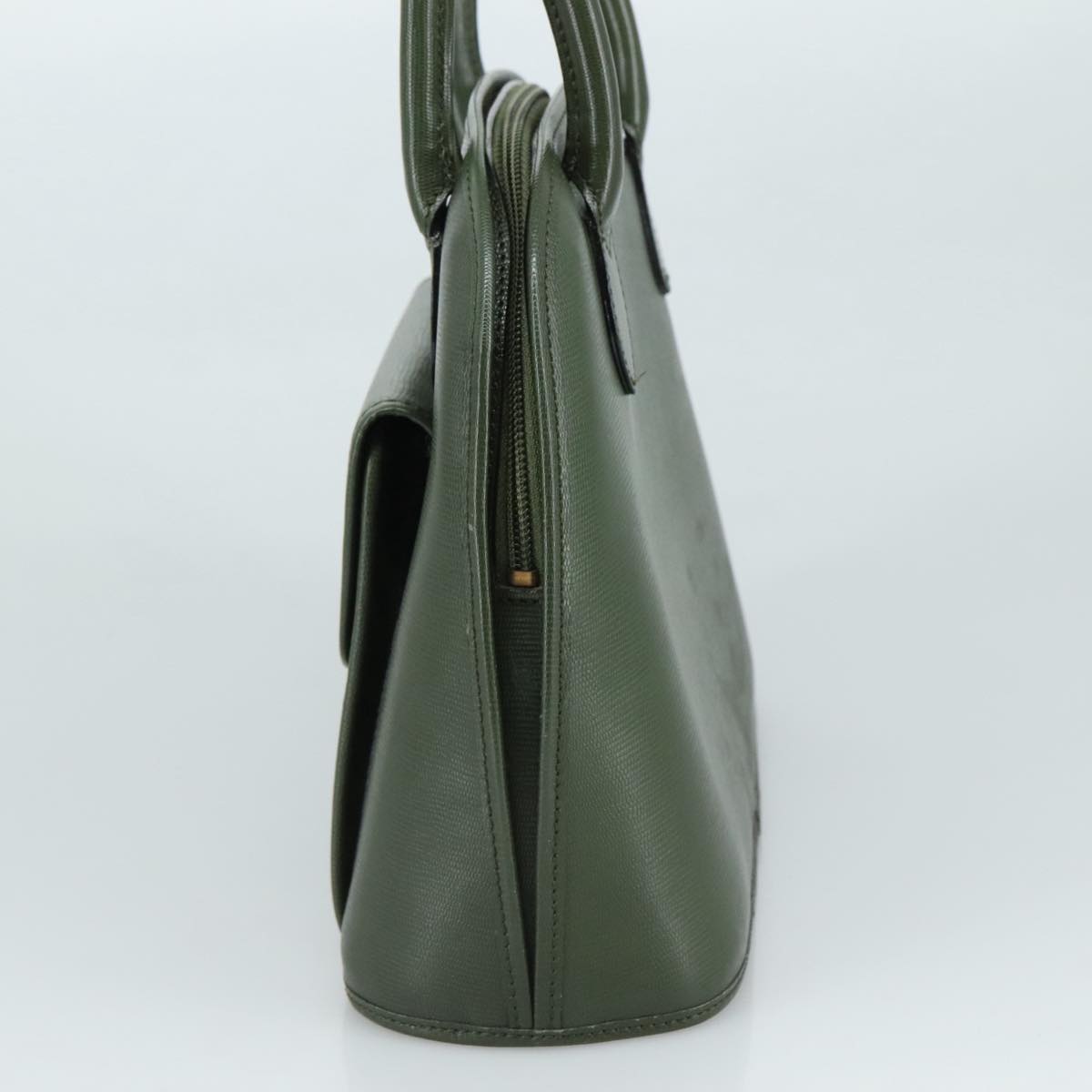 CELINE Hand Bag Leather 2way Khaki Auth 108739