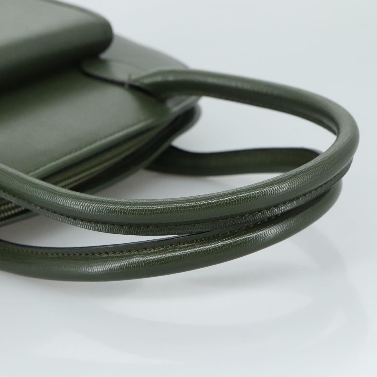 CELINE Hand Bag Leather 2way Khaki Auth 108739