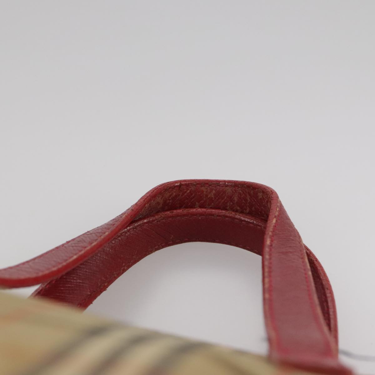 BURBERRY Nova Check Hand Bag Canvas Beige Red Auth 108752