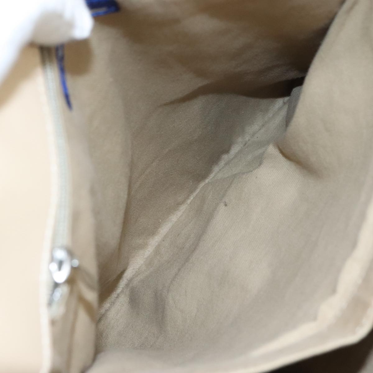 BURBERRY Nova Check Blue Label Tote Bag Canvas Navy Beige Silver Auth 108831