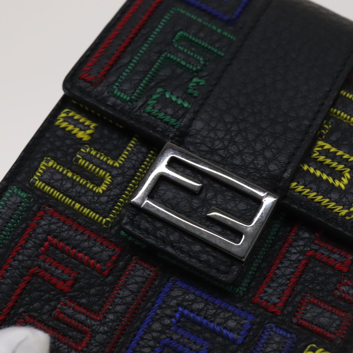FENDI Zucca Canvas Smartphone holder Leather Multicolor 7AS120 Auth 108838V