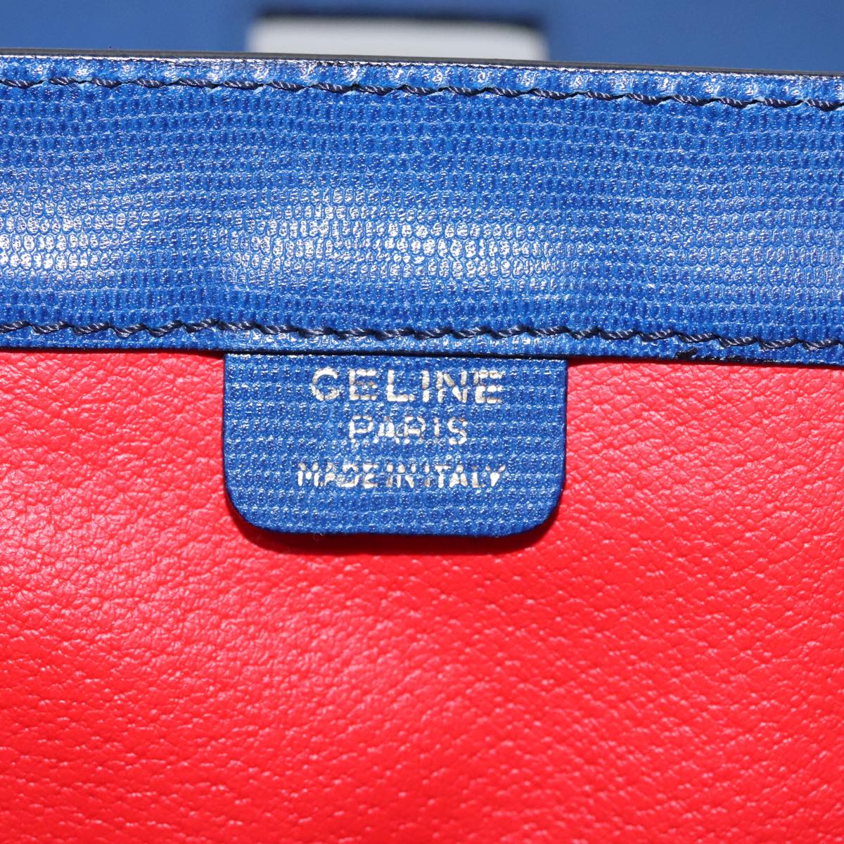 CELINE Hand Bag Leather 2way Blue Gold Auth 108868V