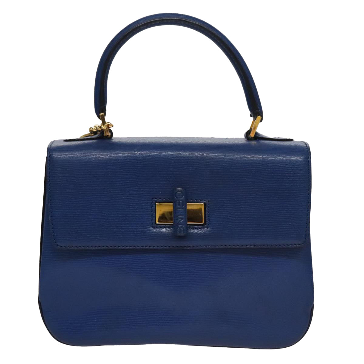CELINE Hand Bag Leather 2way Blue Gold Auth 108868V