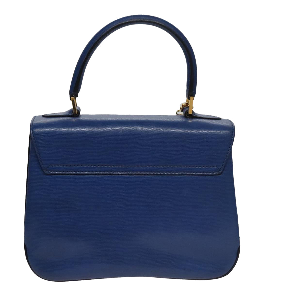 CELINE Hand Bag Leather 2way Blue Gold Auth 108868V