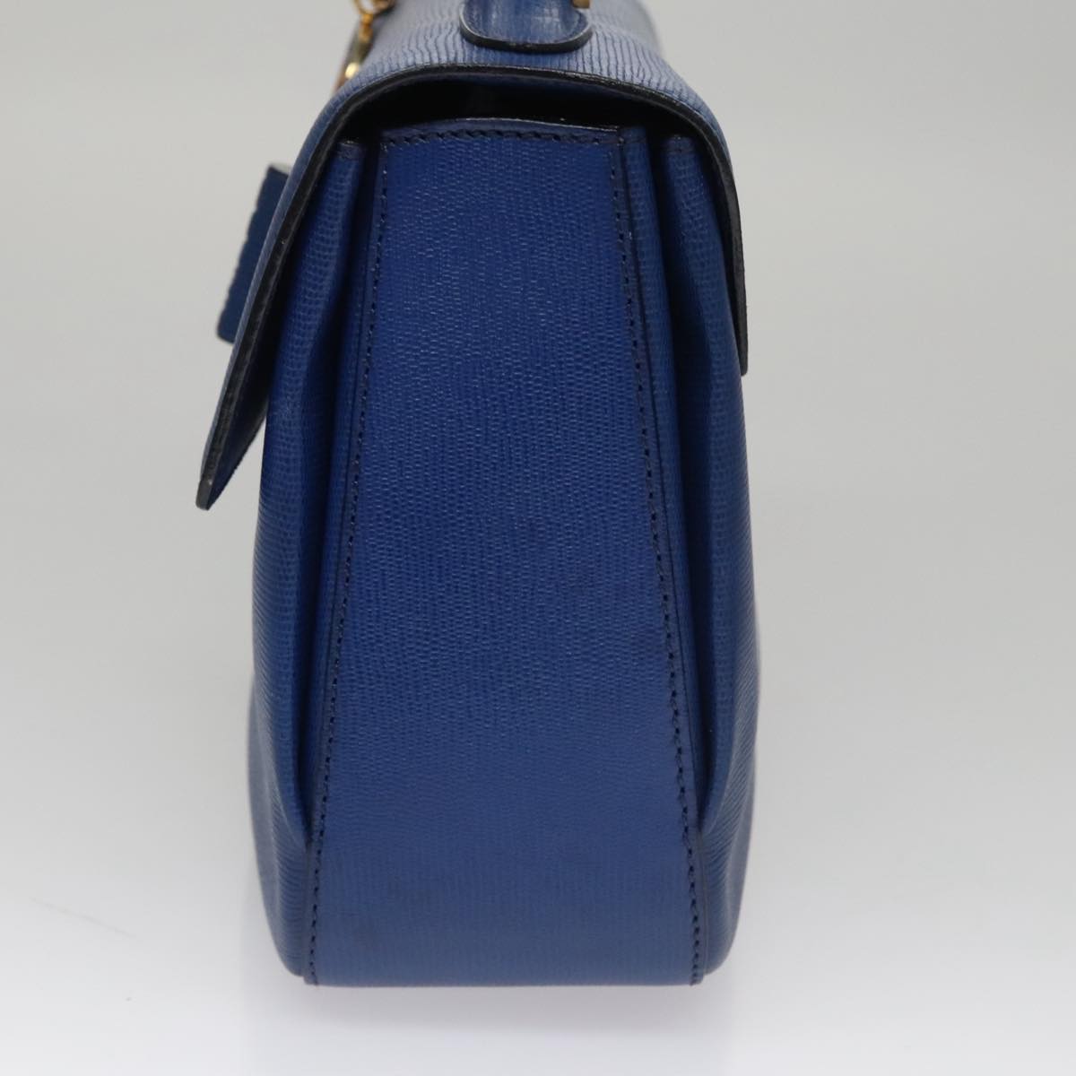 CELINE Hand Bag Leather 2way Blue Gold Auth 108868V