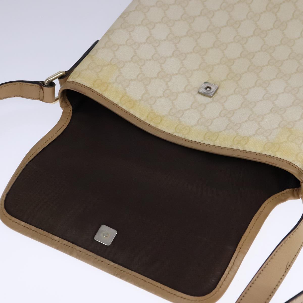GUCCI GG Supreme Shoulder Bag PVC Beige Gold 223666 Auth 108900