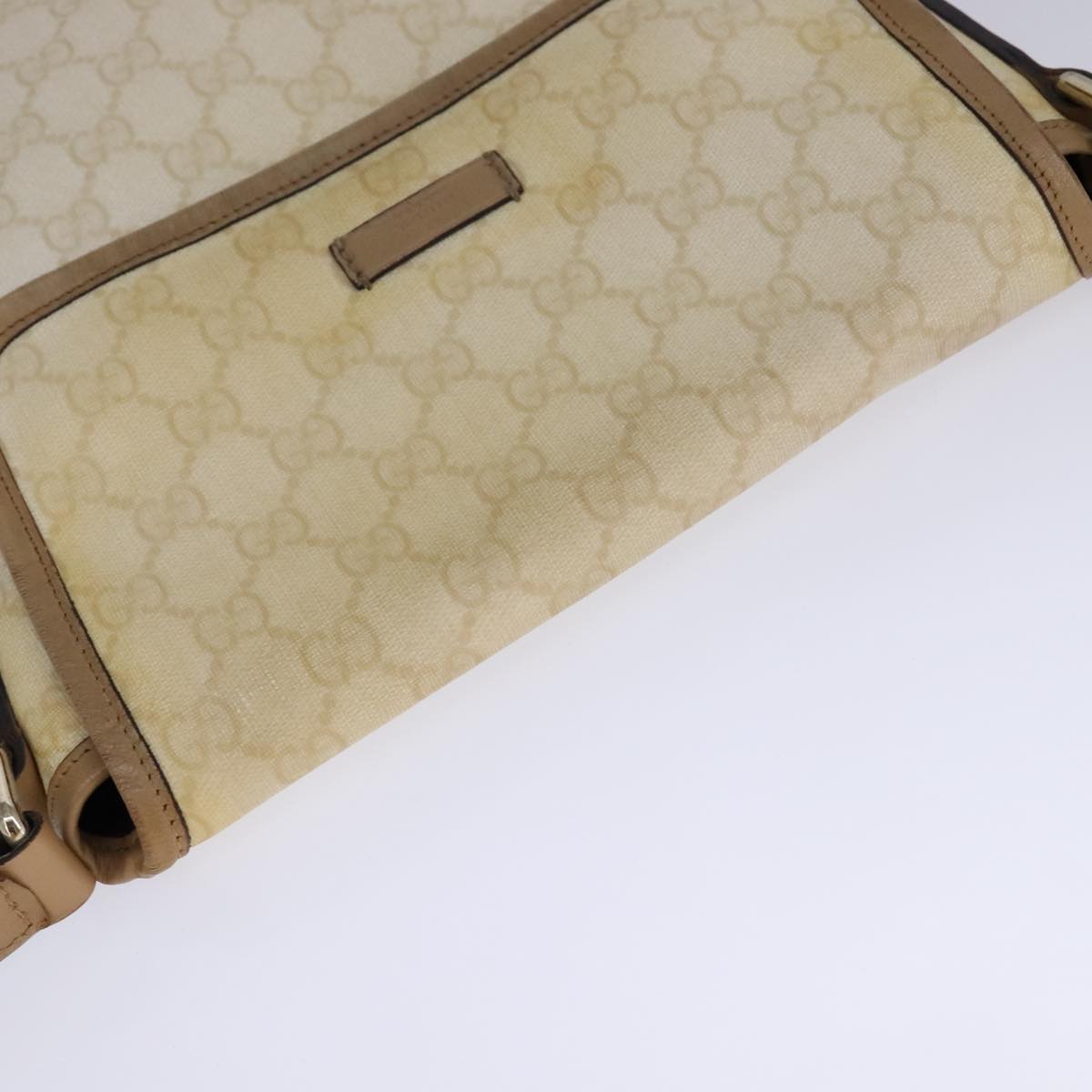 GUCCI GG Supreme Shoulder Bag PVC Beige Gold 223666 Auth 108900