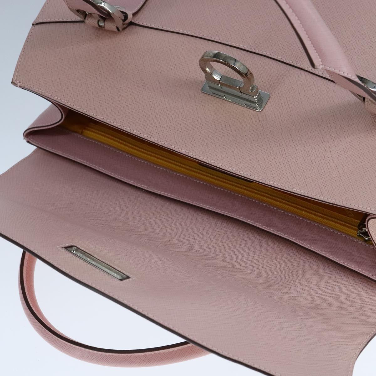 Salvatore Ferragamo Gancini Hand Bag Leather Pink Auth 108902V
