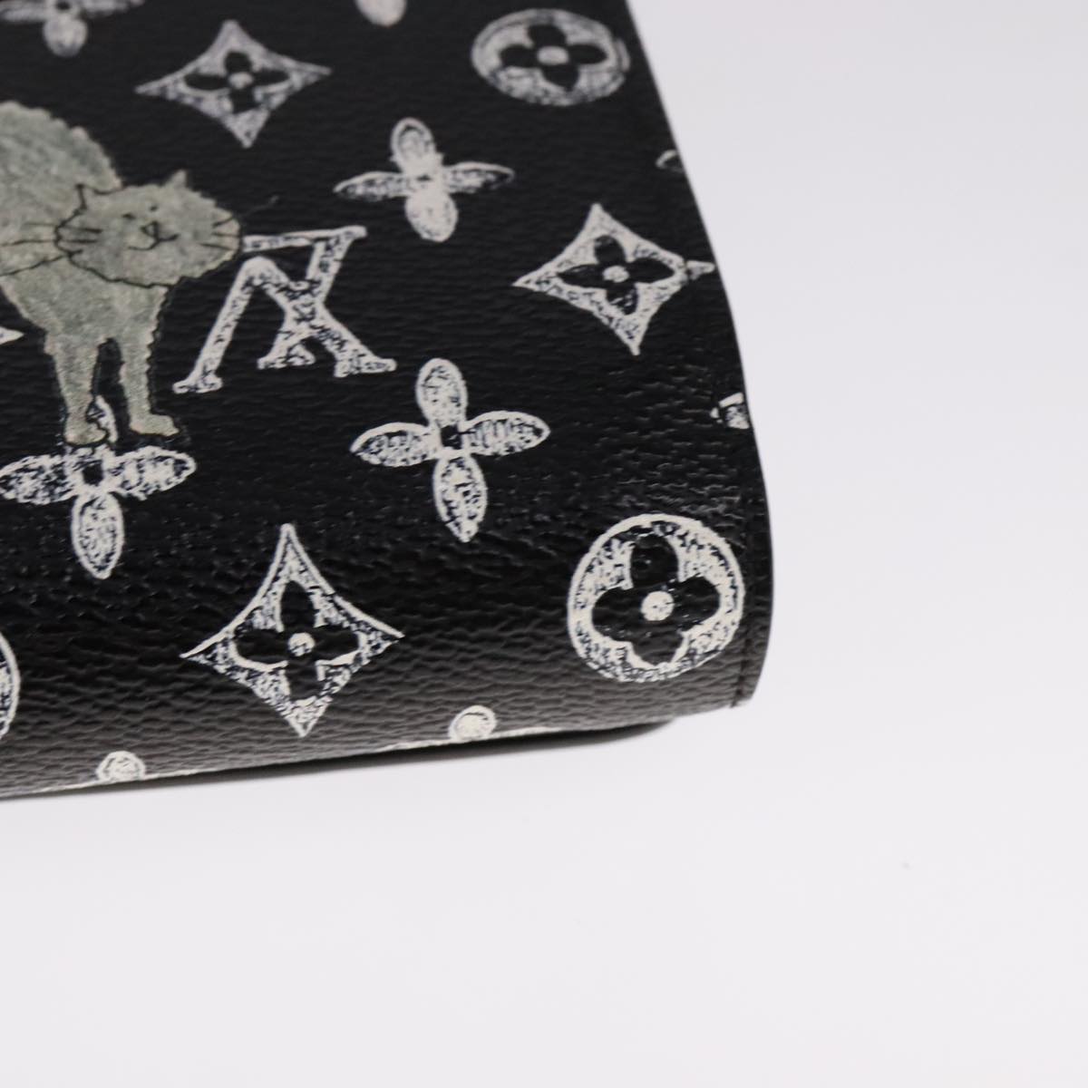 LOUIS VUITTON Monogram Catgram Portefeuille Chain Wallet Black M63888 108905S