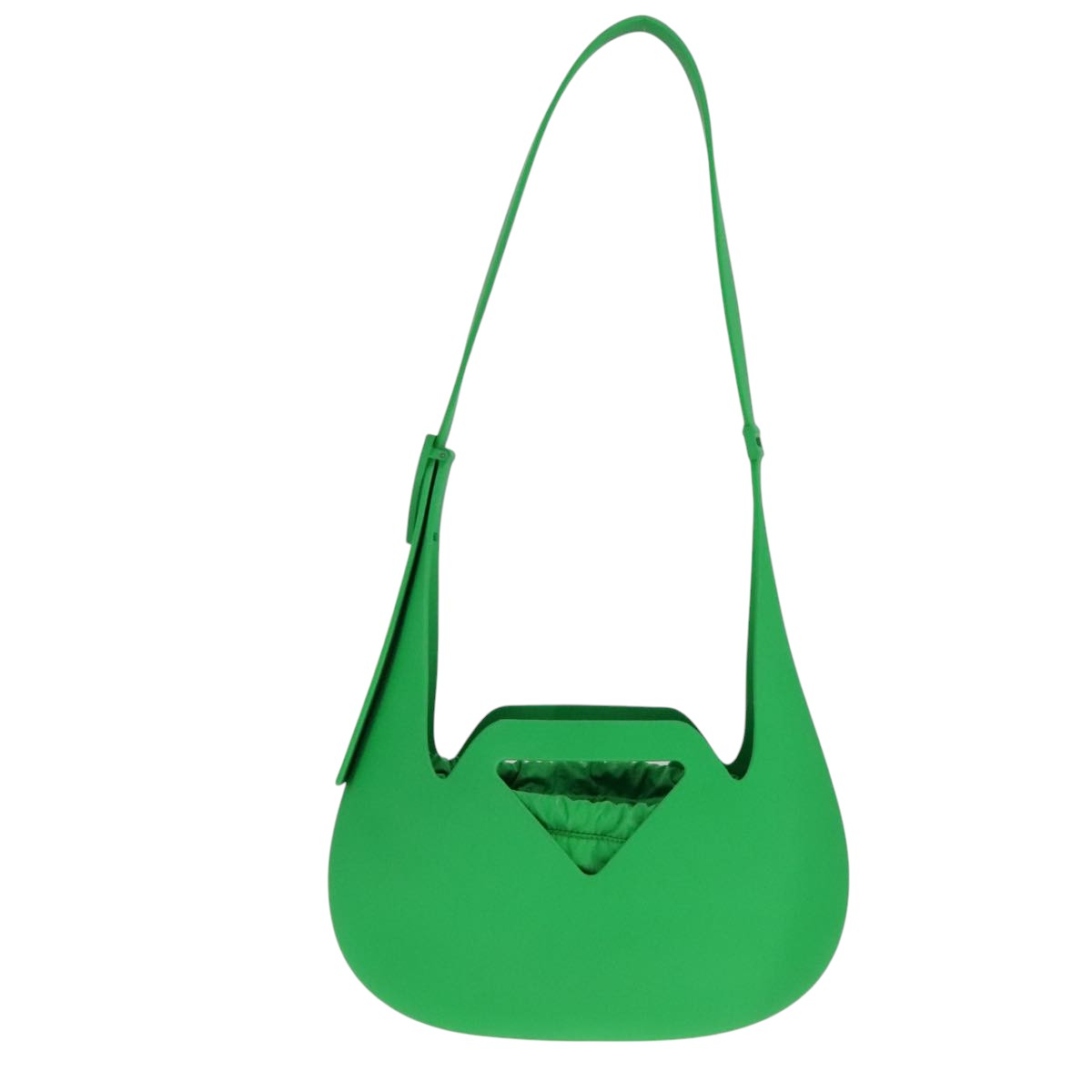 BOTTEGA VENETA Triangle Punch Shoulder Bag Rubber Green Auth 108918V