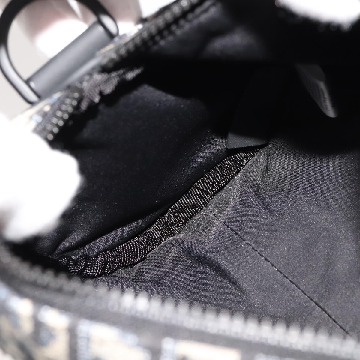 Christian Dior Trotter Canvas Oblique Rabbit Shoulder Bag Navy Auth 108919A