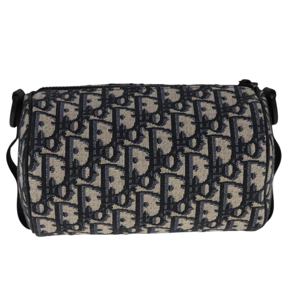 Christian Dior Trotter Canvas Oblique Rabbit Shoulder Bag Navy Auth 108919SM