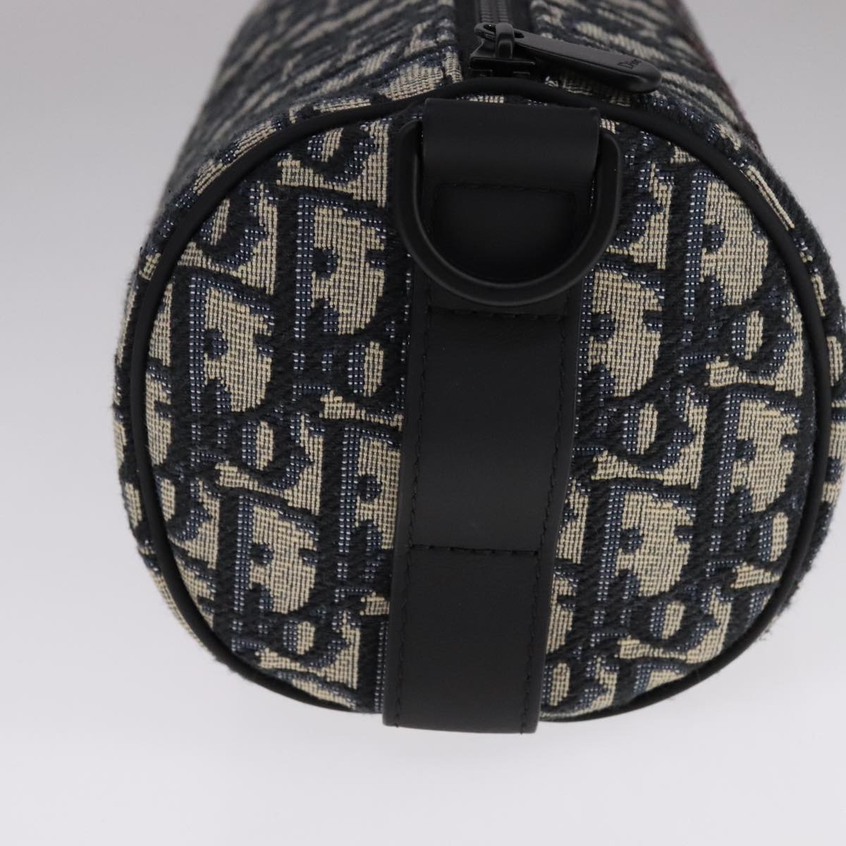 Christian Dior Trotter Canvas Oblique Rabbit Shoulder Bag Navy Auth 108919A