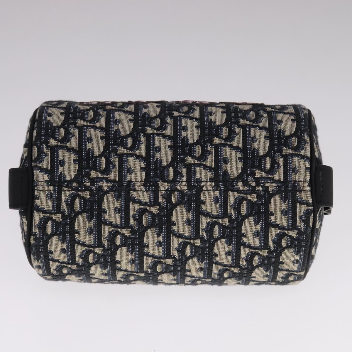 Christian Dior Trotter Canvas Oblique Rabbit Shoulder Bag Navy Auth 108919A