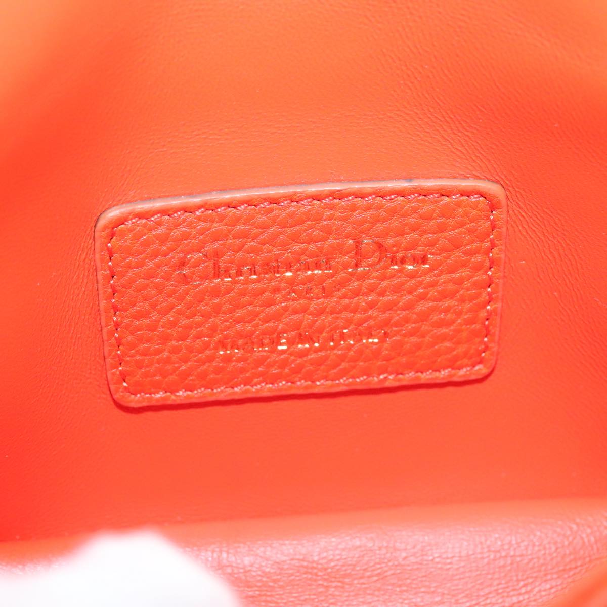 Christian Dior Caro Micro Chain Canage Shoulder Bag Leather Orange Auth 108920AM