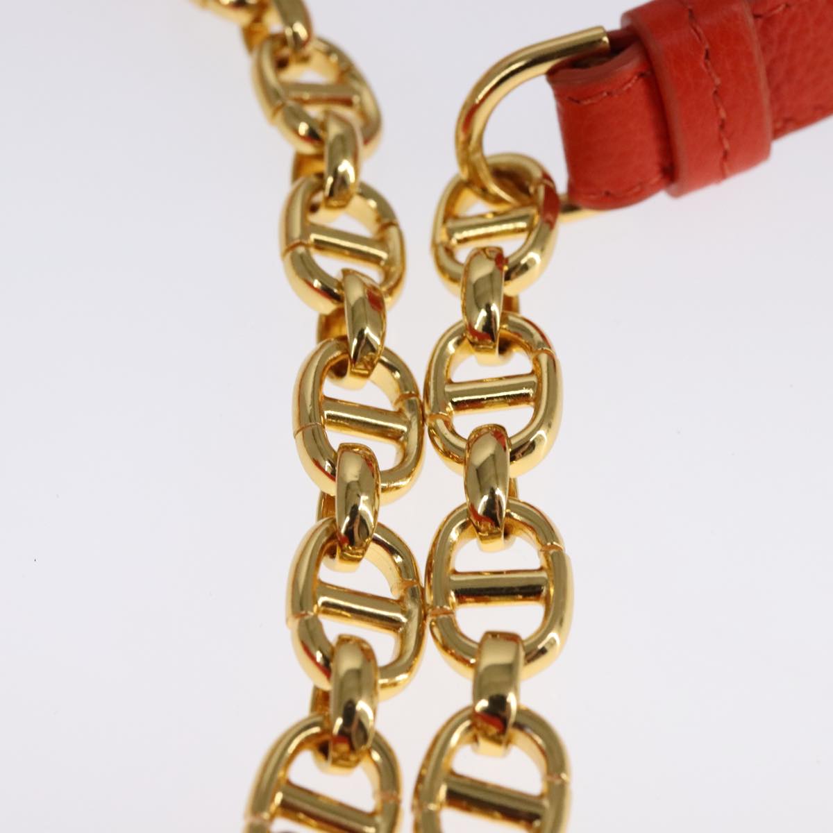 Christian Dior Caro Micro Chain Canage Shoulder Bag Leather Orange Auth 108920AM