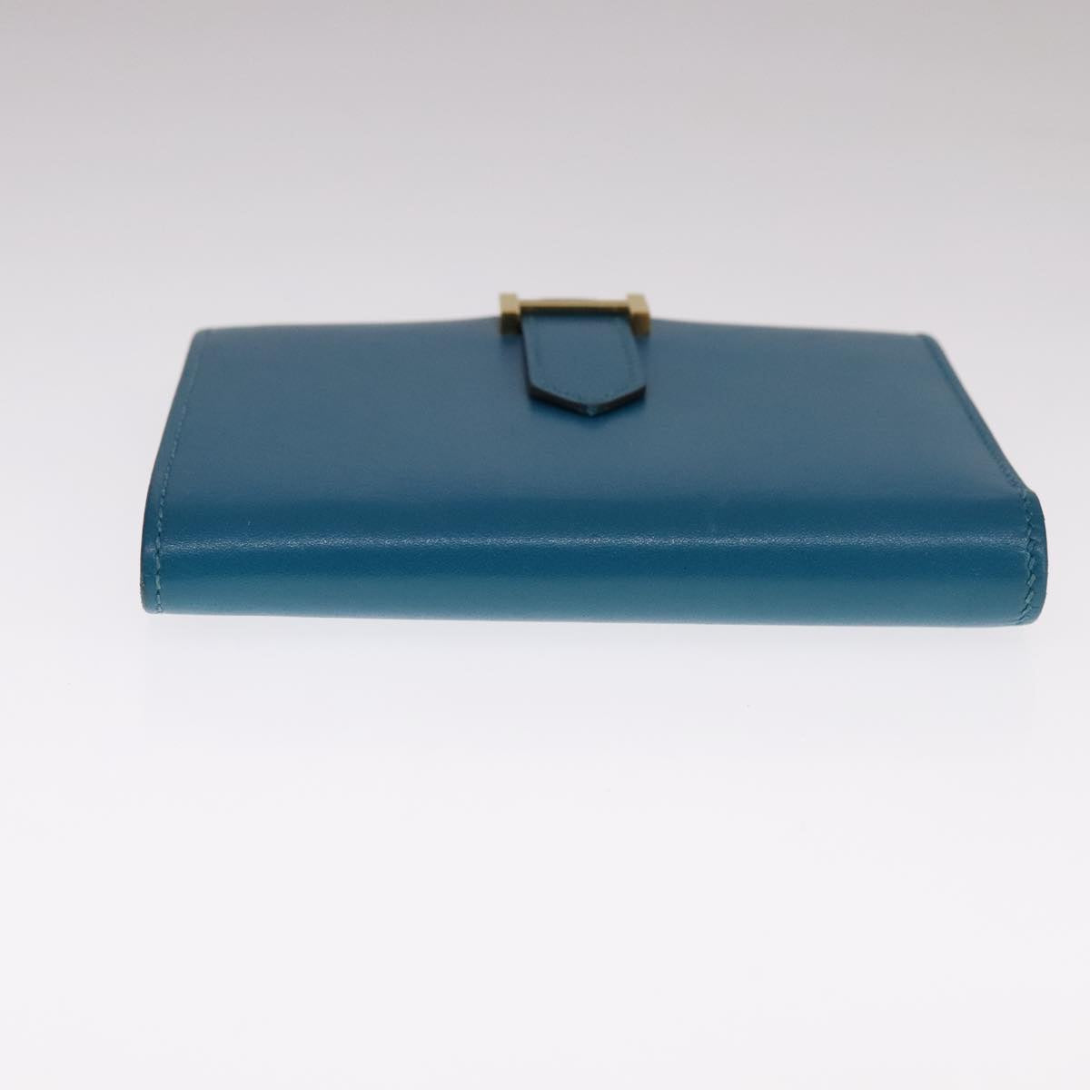 HERMES Bearn Compact Wallet Leather Blue Auth 108926