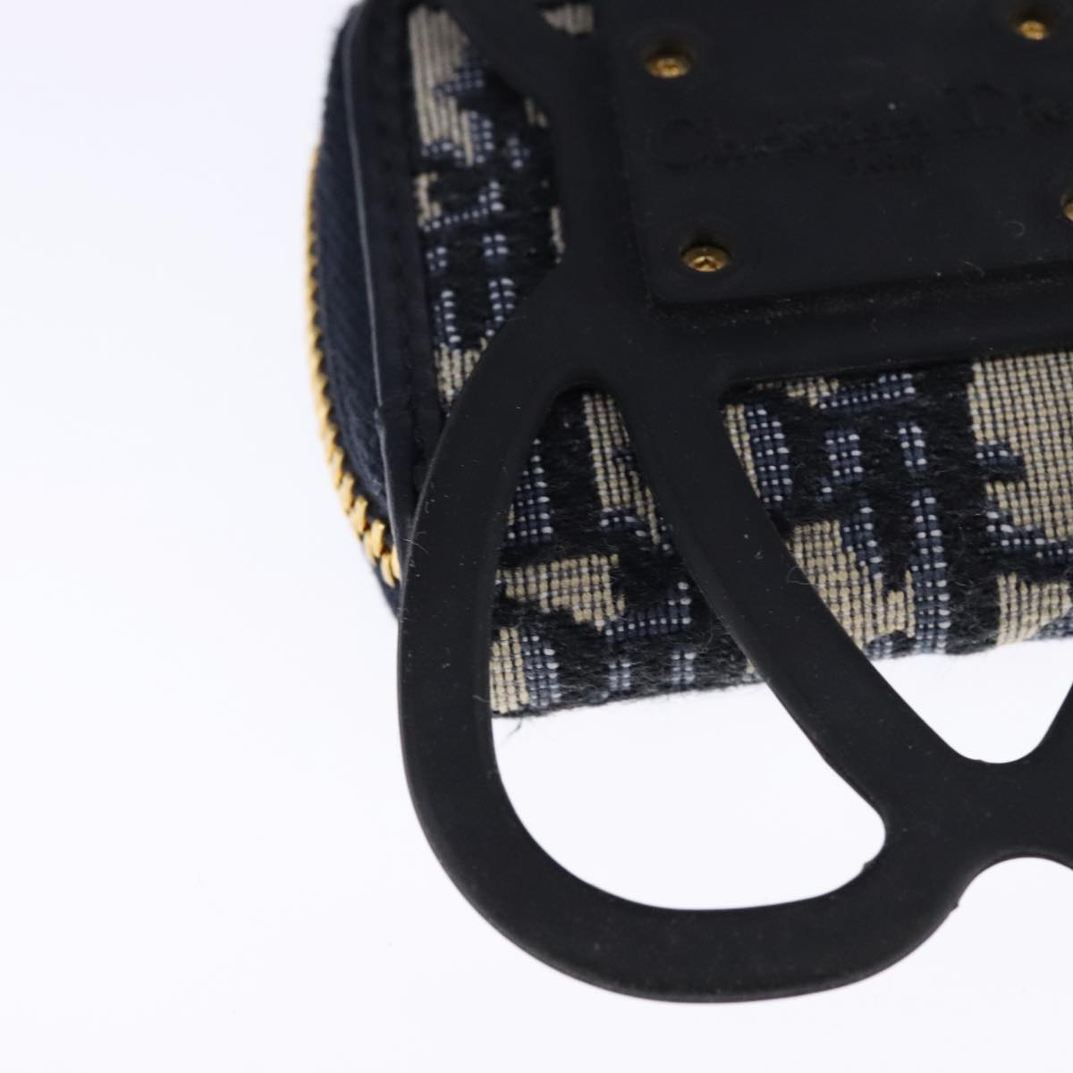 Christian Dior Neck Strap Phone Folder Trotter Canvas Navy Auth 108927