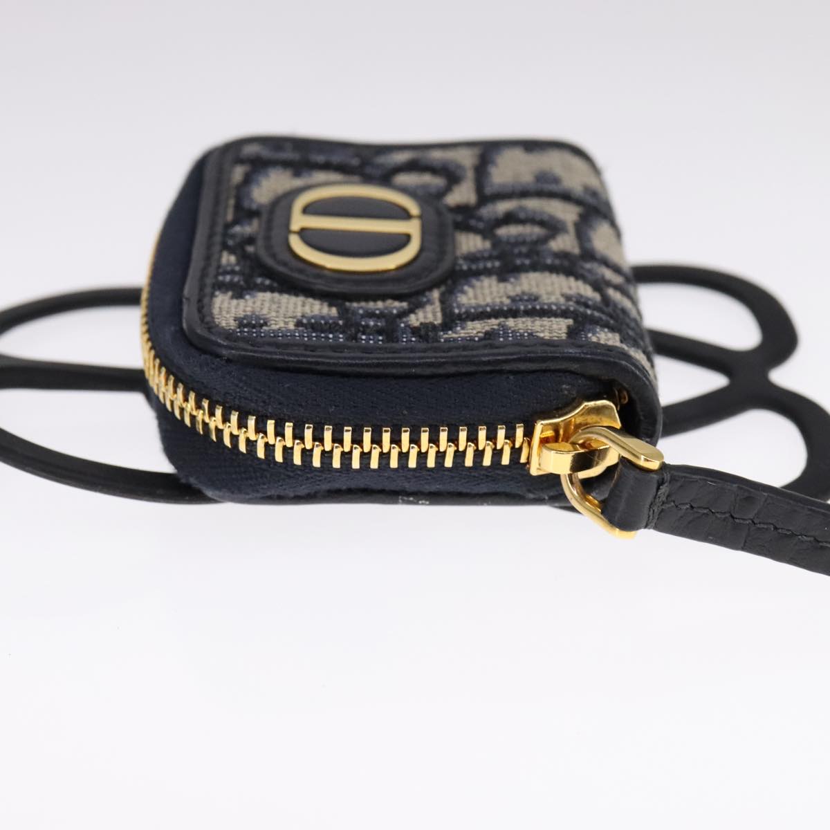 Christian Dior Neck Strap Phone Folder Trotter Canvas Navy Auth 108927