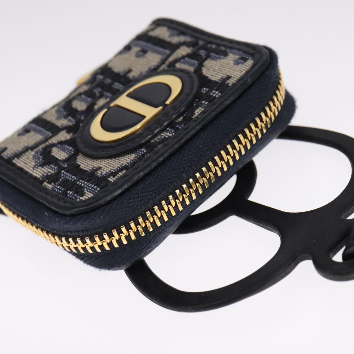 Christian Dior Neck Strap Phone Folder Trotter Canvas Navy Auth 108927