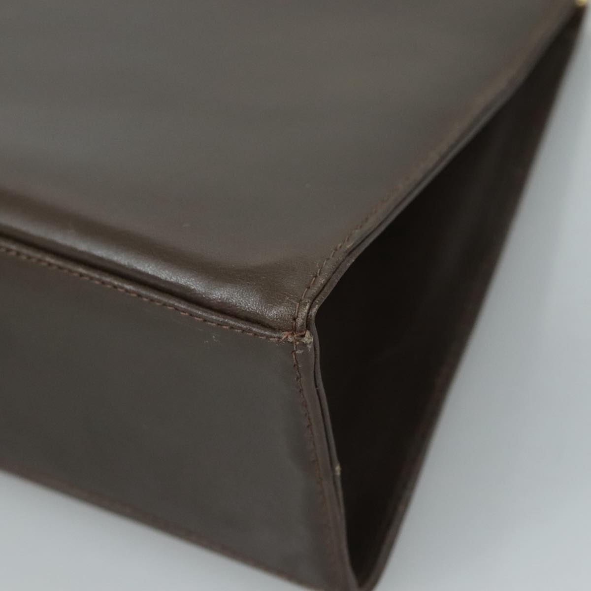 Salvatore Ferragamo Chain Shoulder Bag Leather Brown Gold Auth 108953