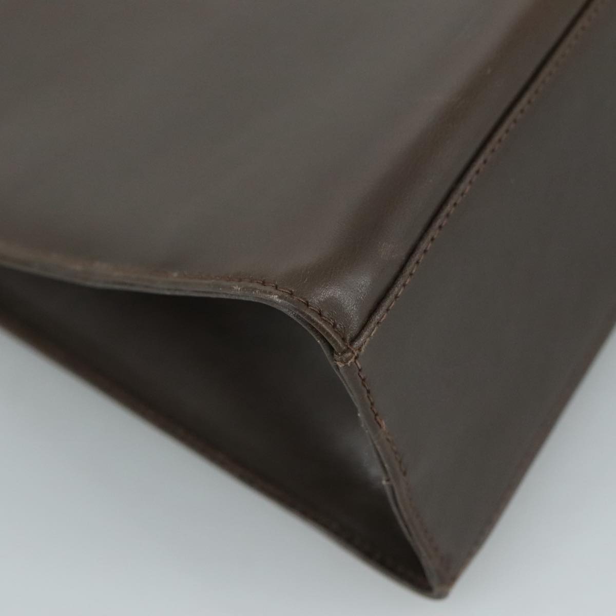 Salvatore Ferragamo Chain Shoulder Bag Leather Brown Gold Auth 108953