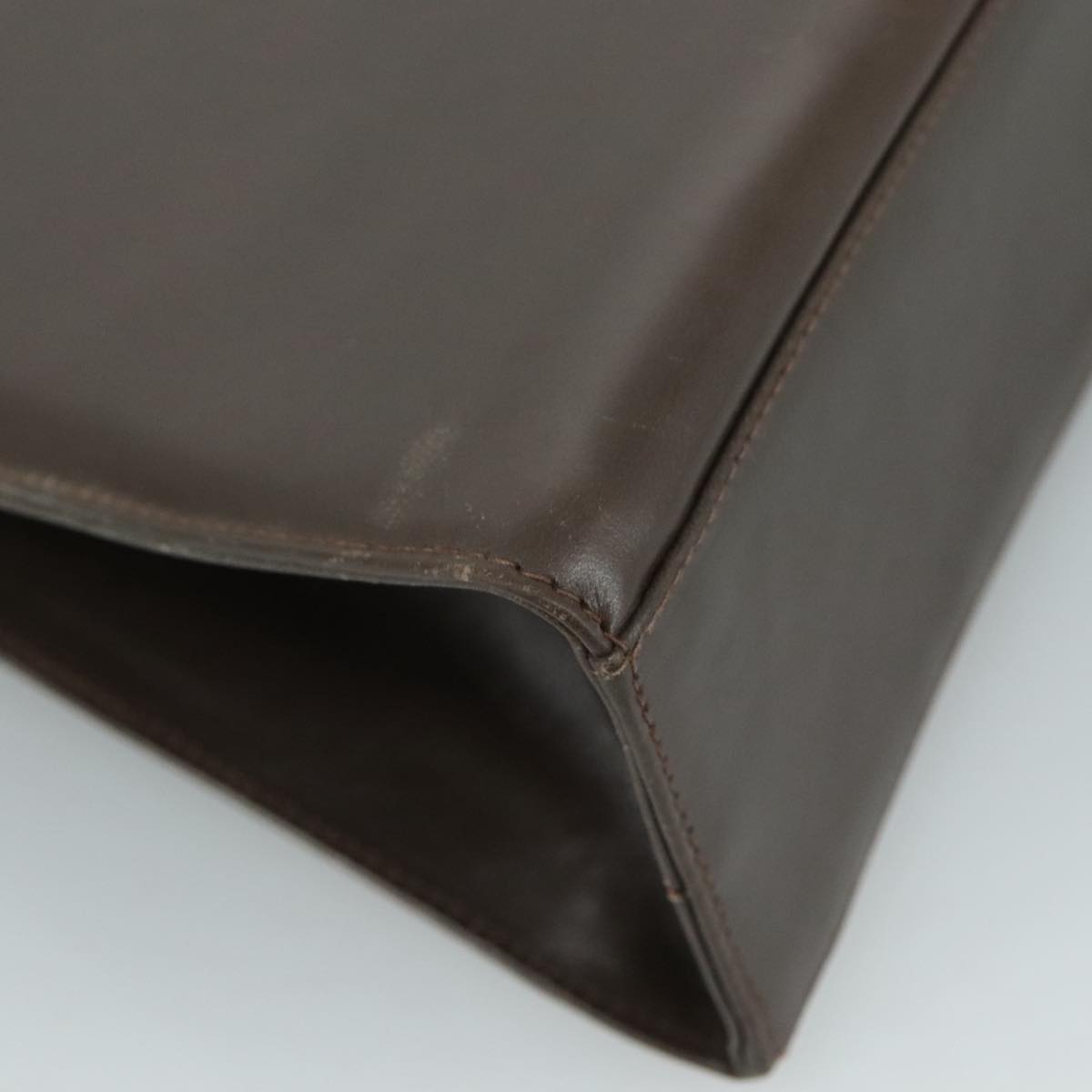 Salvatore Ferragamo Chain Shoulder Bag Leather Brown Gold Auth 108953