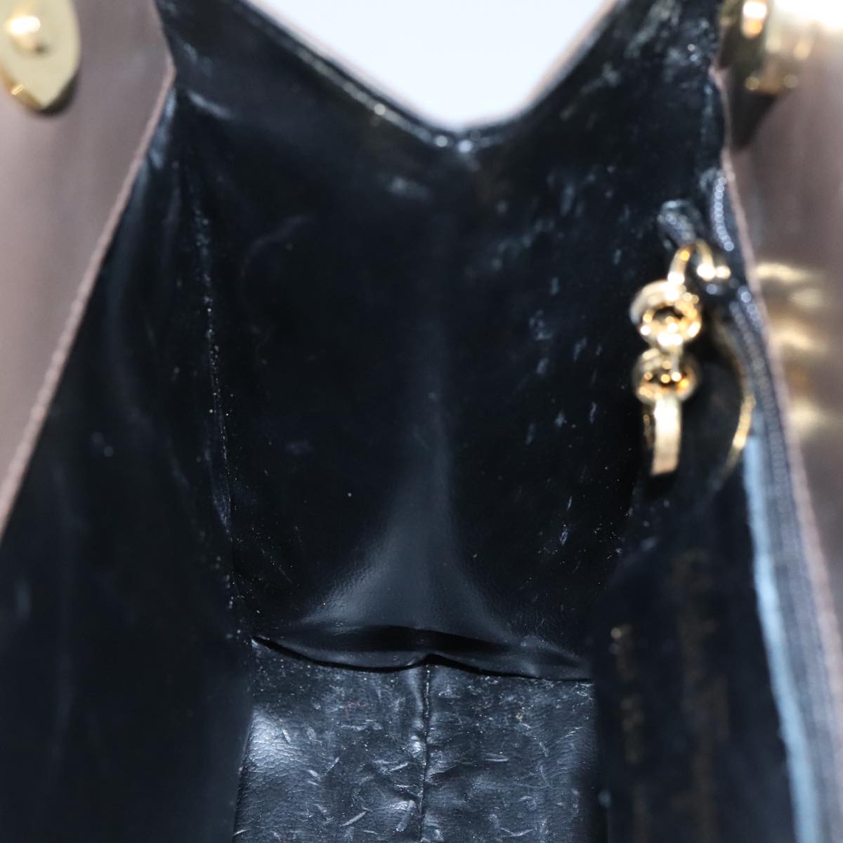 Salvatore Ferragamo Chain Shoulder Bag Leather Brown Gold Auth 108953