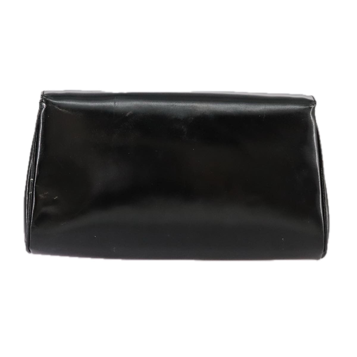 CELINE Chain Shoulder Bag Patent leather Black Auth 108958