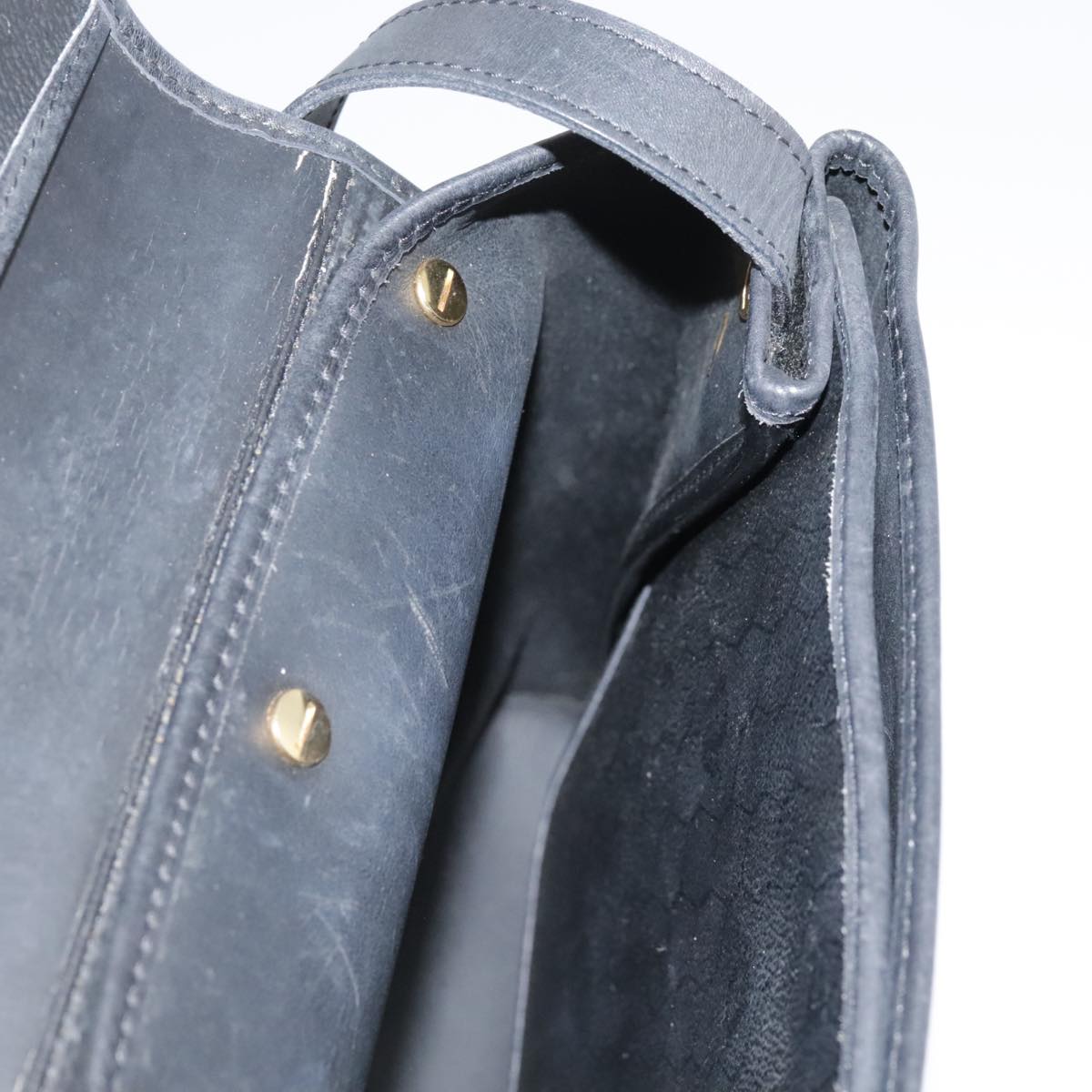 Christian Dior Honeycomb Canvas Shoulder Bag PVC Leather Black Gold Auth 109067