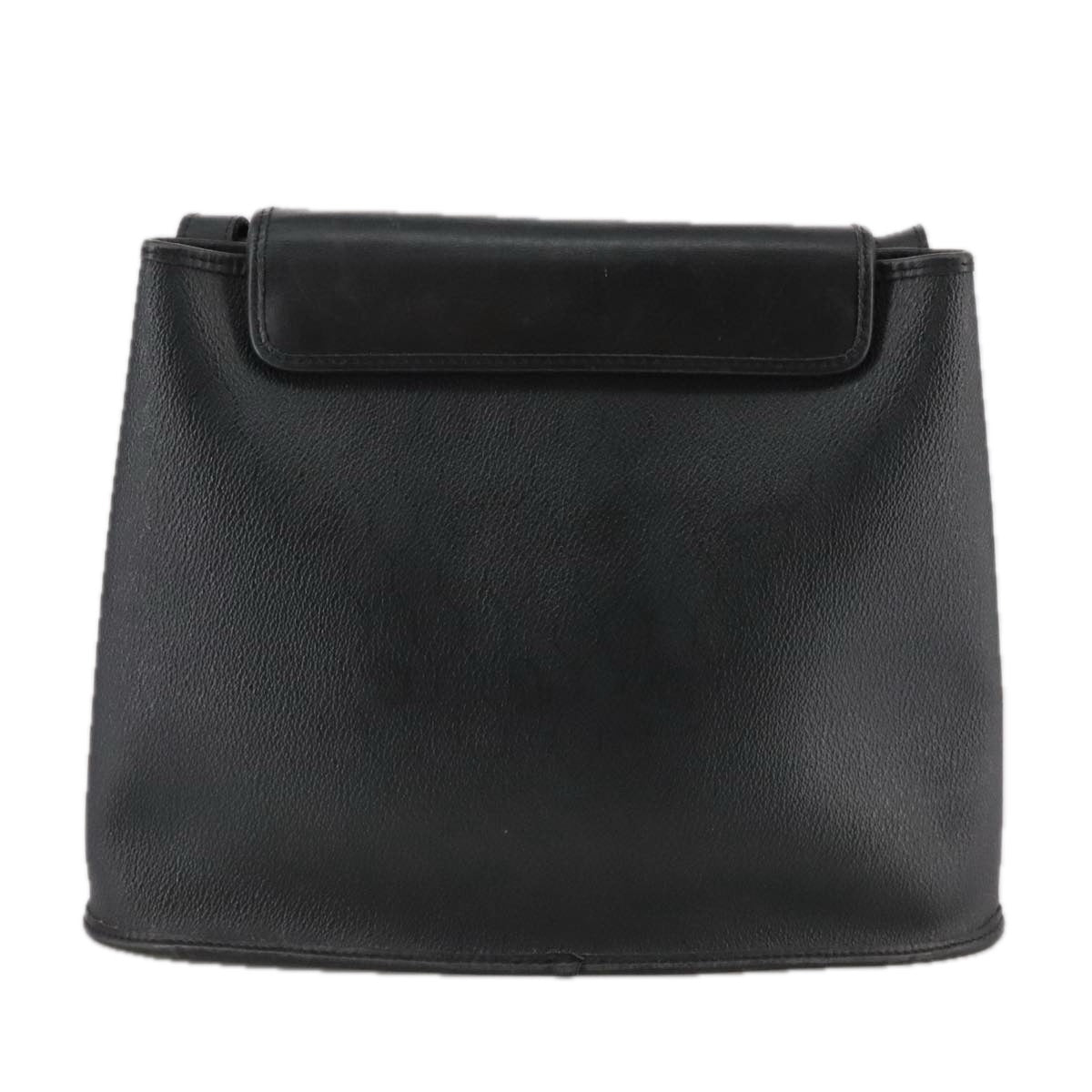 Christian Dior Honeycomb Canvas Shoulder Bag PVC Leather Black Gold Auth 109067