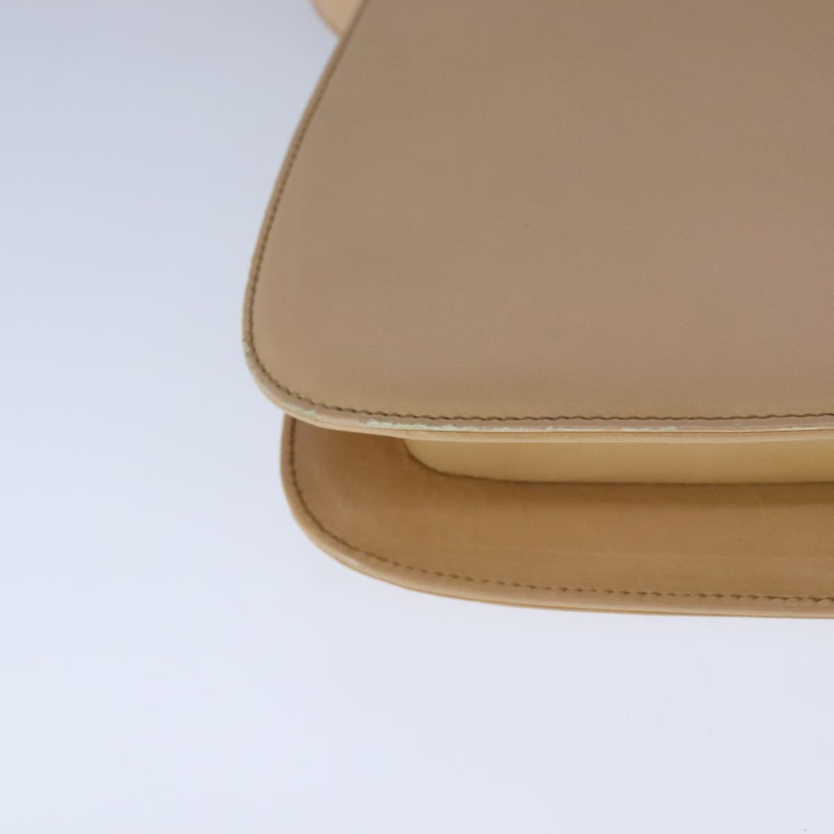 PRADA Shoulder Bag Leather Beige Silver Auth 109082