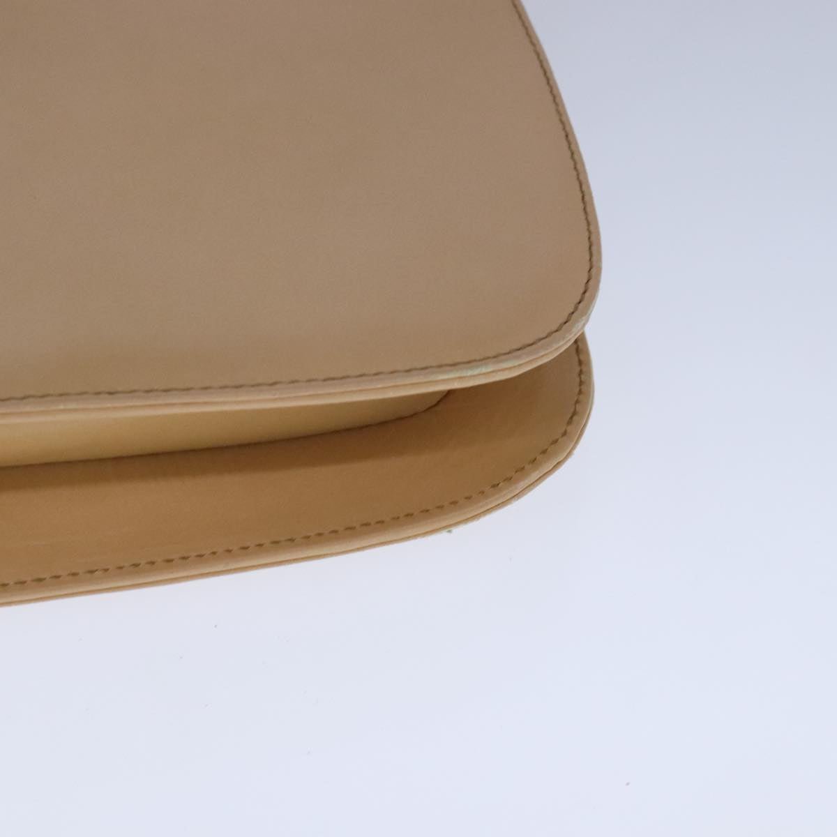 PRADA Shoulder Bag Leather Beige Silver Auth 109082