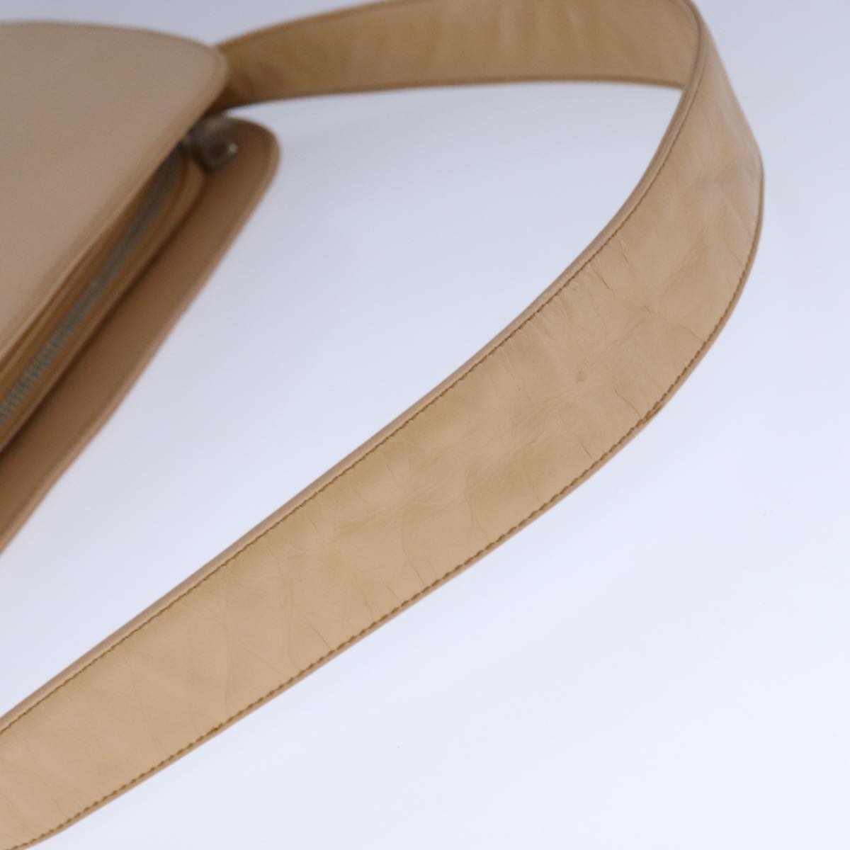 PRADA Shoulder Bag Leather Beige Silver Auth 109082