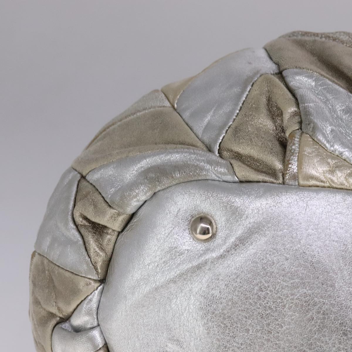 Miu Miu Tote Bag Leather 2way Silver Auth 109096