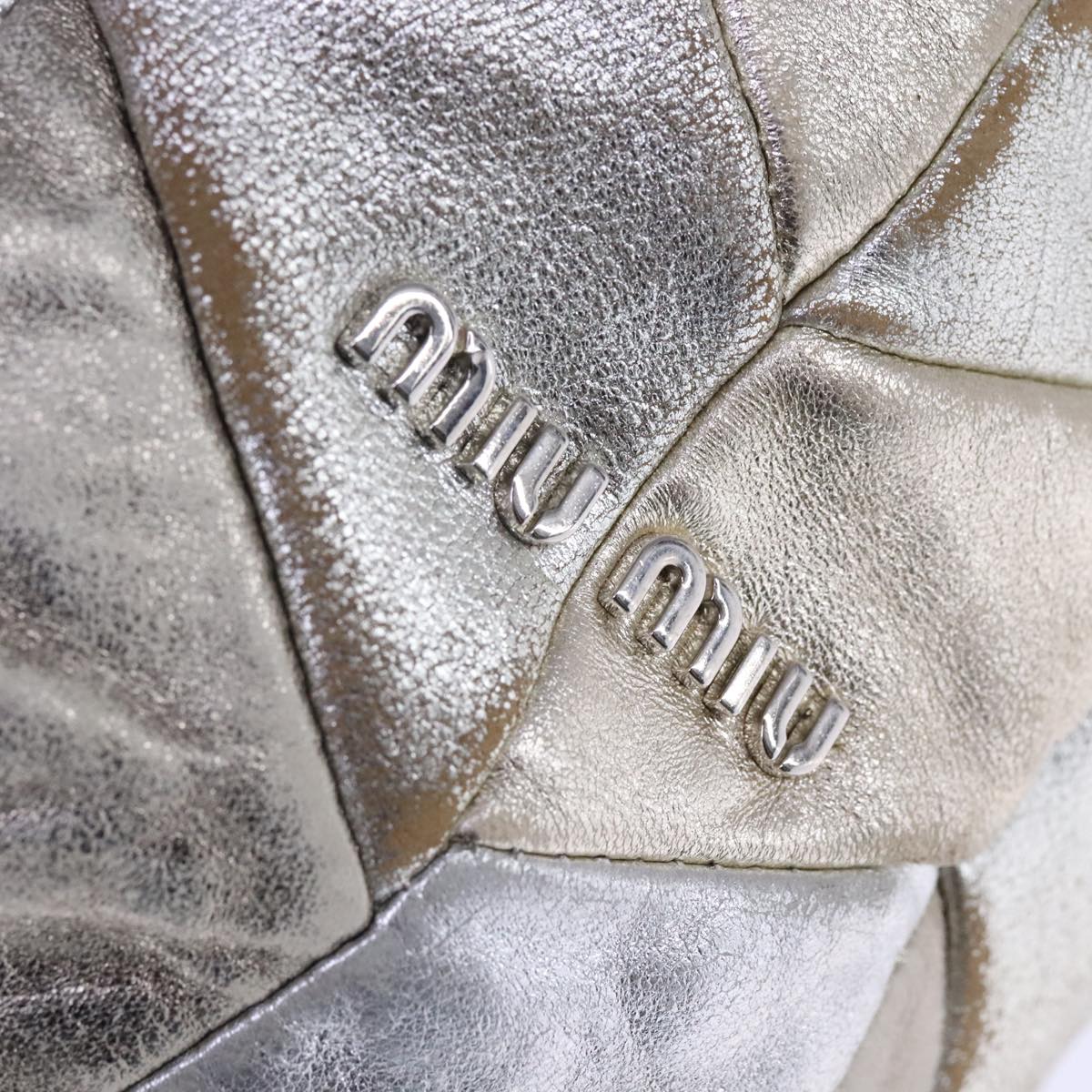 Miu Miu Tote Bag Leather 2way Silver Auth 109096