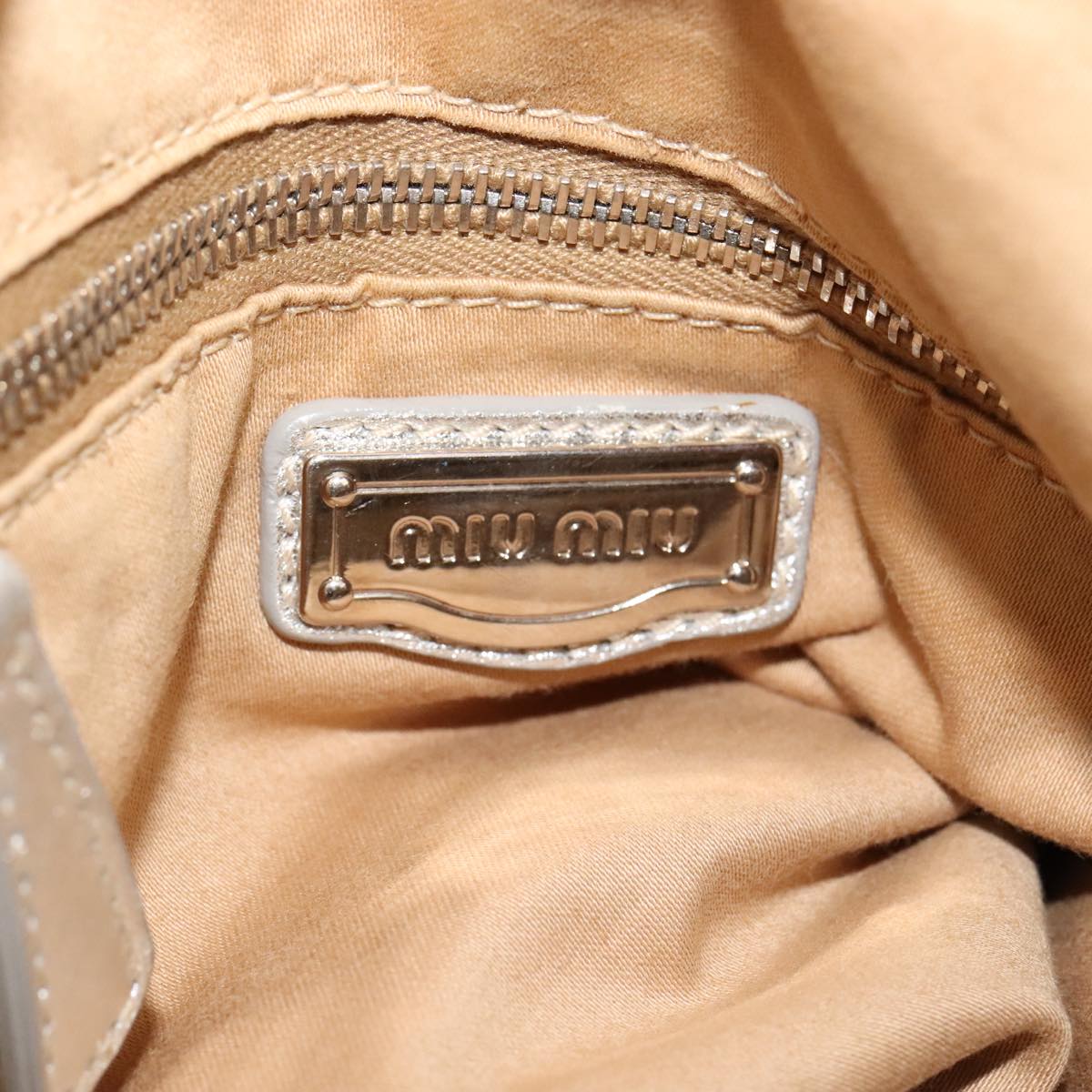 Miu Miu Tote Bag Leather 2way Silver Auth 109096