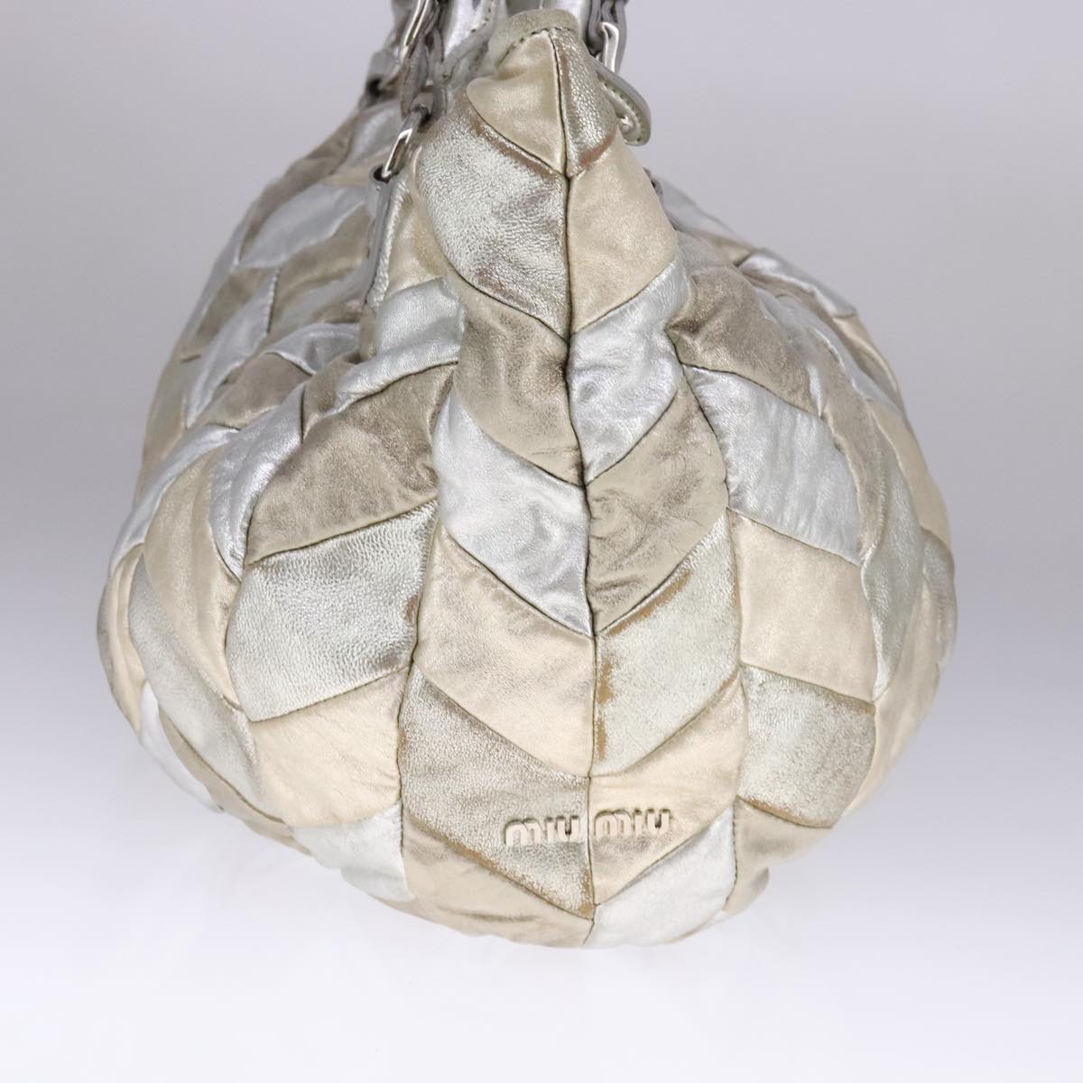 Miu Miu Tote Bag Leather 2way Silver Auth 109096