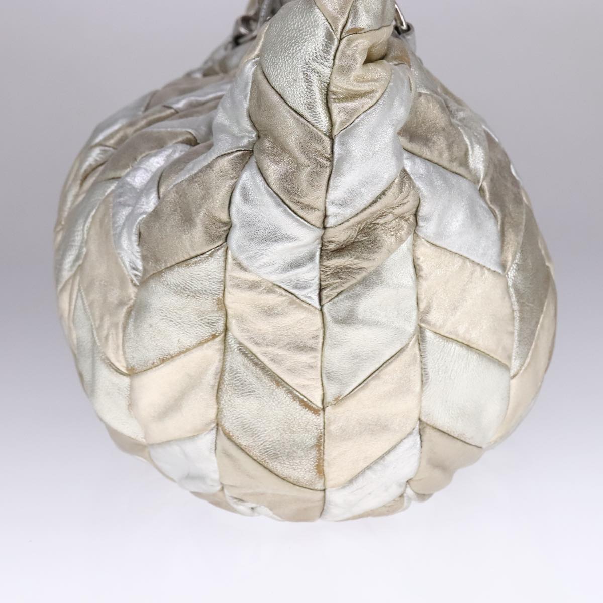 Miu Miu Tote Bag Leather 2way Silver Auth 109096