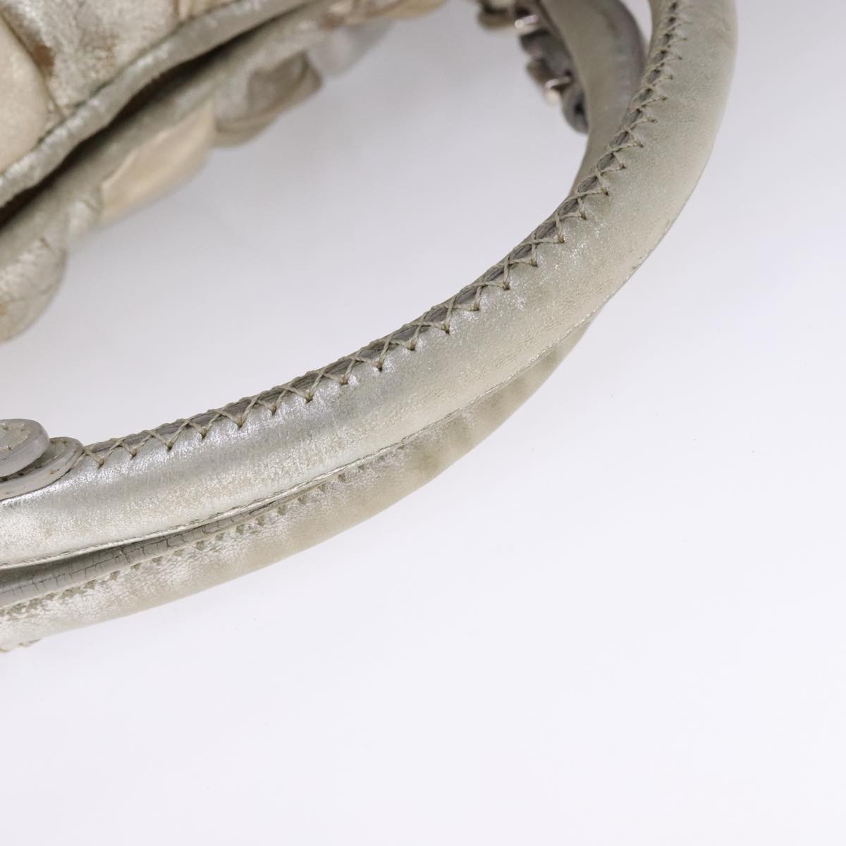 Miu Miu Tote Bag Leather 2way Silver Auth 109096