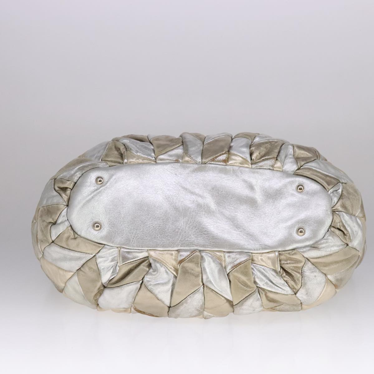 Miu Miu Tote Bag Leather 2way Silver Auth 109096