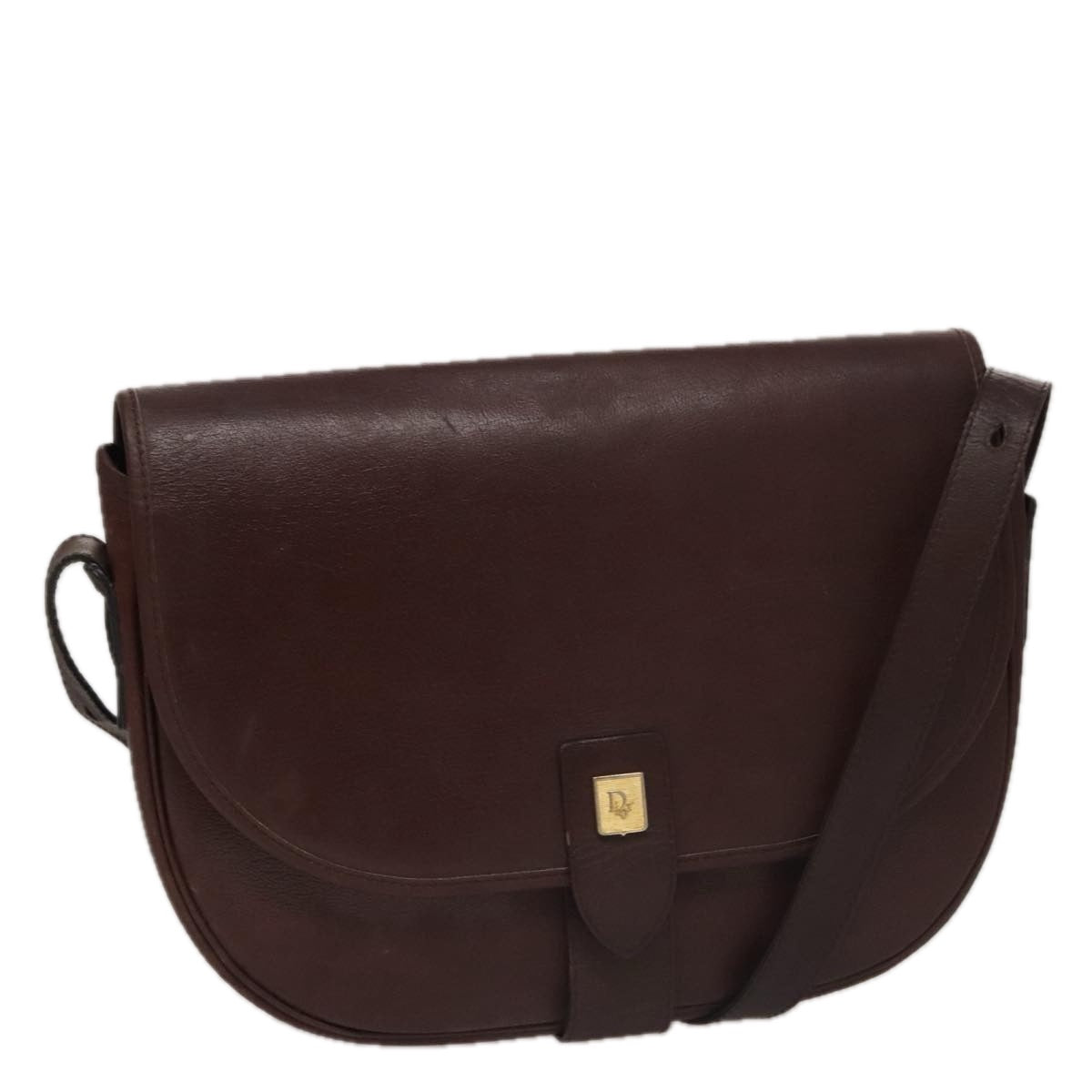 Christian Dior Shoulder Bag Leather Bordeaux Gold Auth 109198