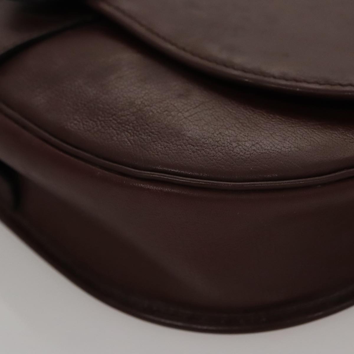 Christian Dior Shoulder Bag Leather Bordeaux Gold Auth 109198