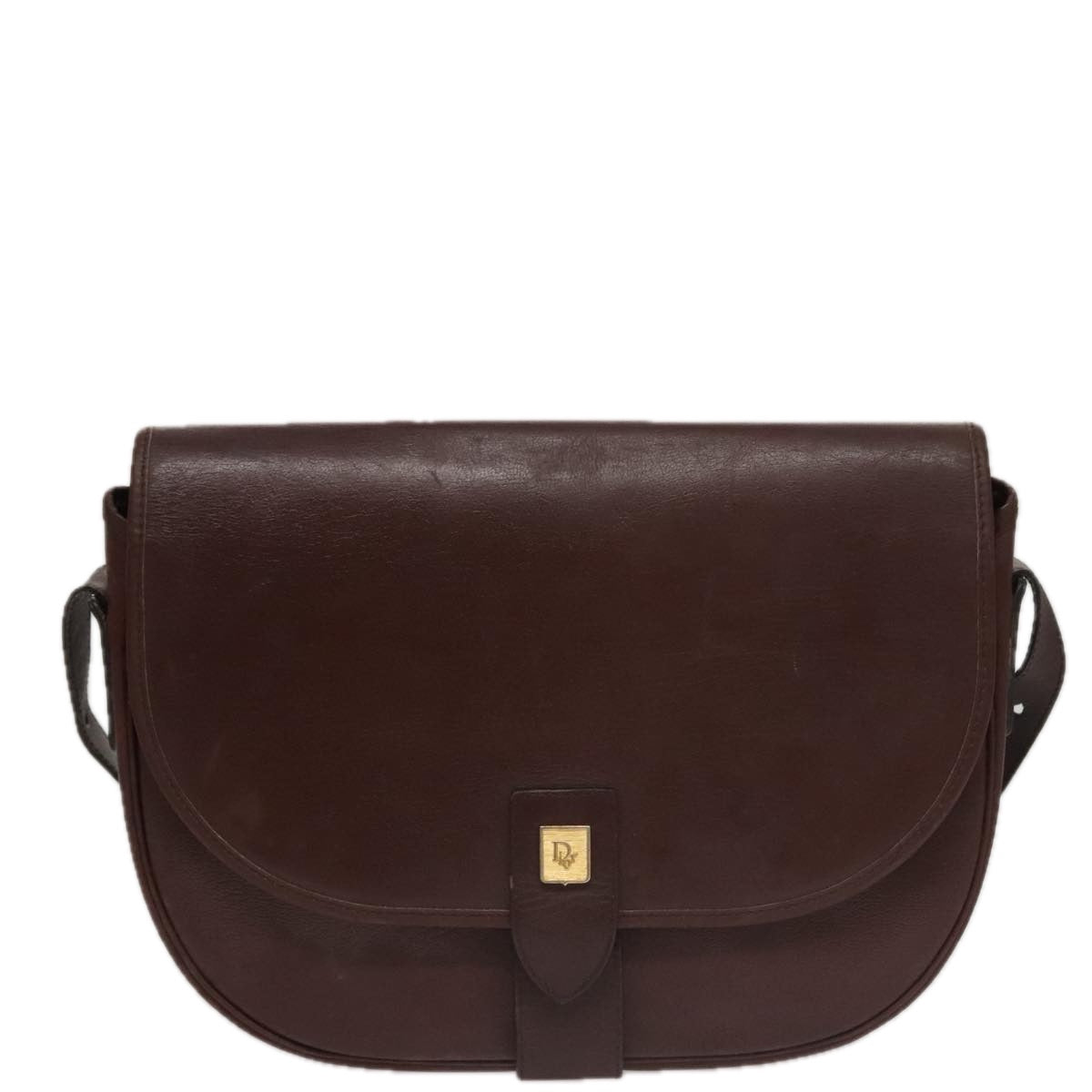 Christian Dior Shoulder Bag Leather Bordeaux Gold Auth 109198