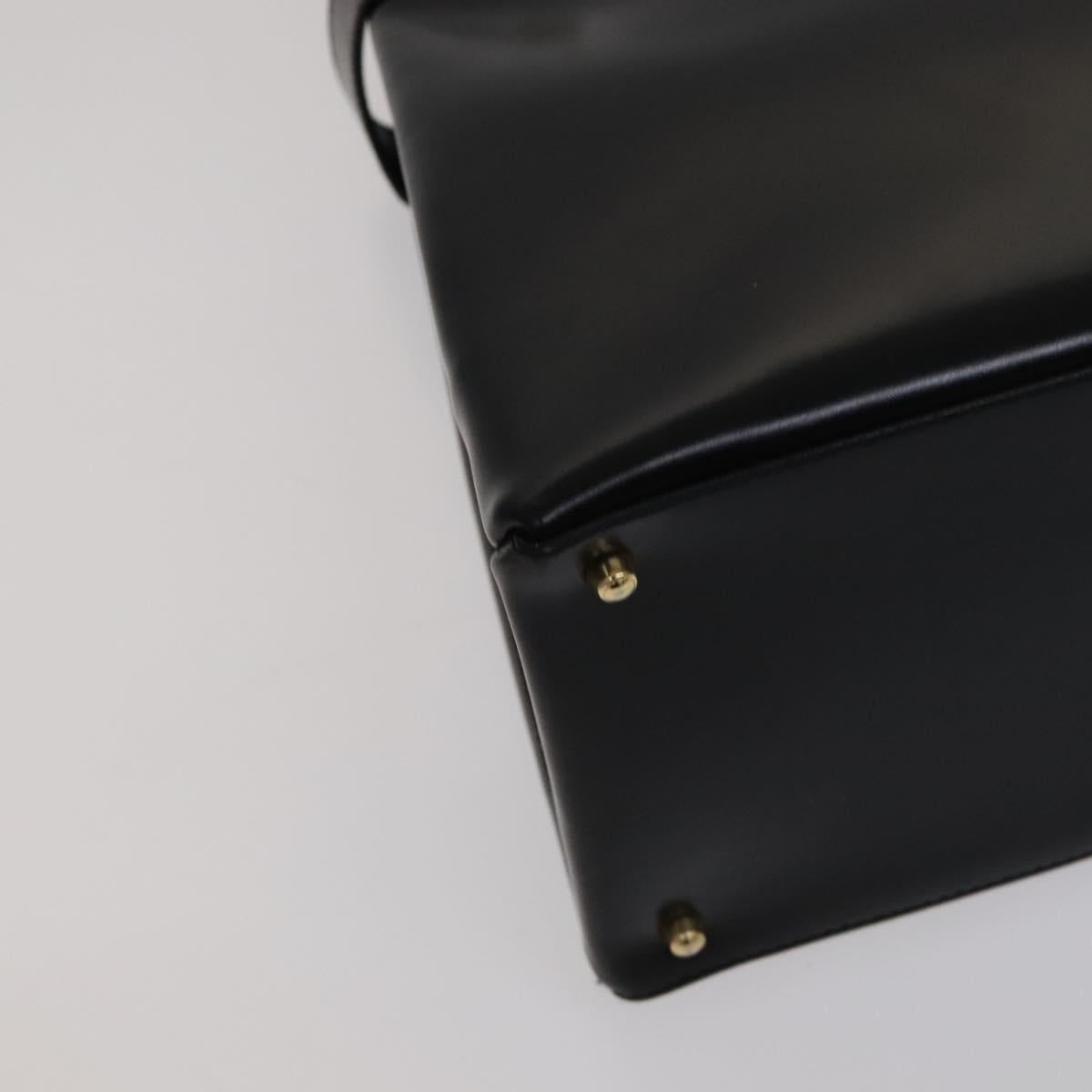 GUCCI Hand Bag Leather 2way Black Gold 000 2046 0562 Auth 109217